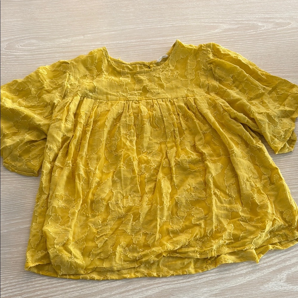 En Creme Yellow Textured Blouse